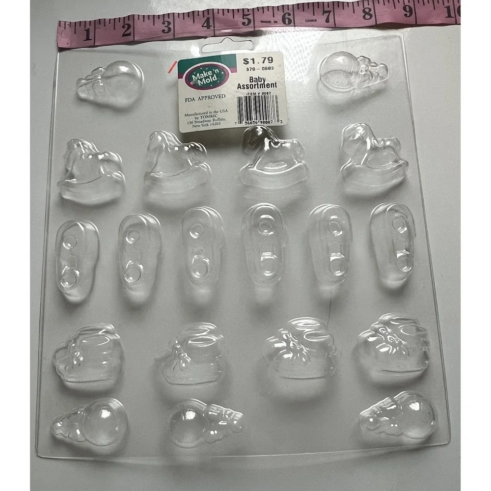 Vintage Baby Shower Candy Mold Lot- Safety Pins & Assorted Shapes-Towncraft USA